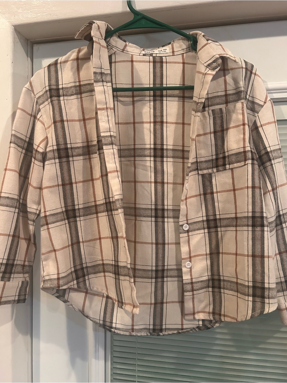 SHEIN Cream Plaid Button-Down Shirt - Brown & Tan Stripes